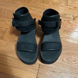 TEVA Indio Jewell Black Platform Sandals Ankle Wrap Buckle Womens US 8